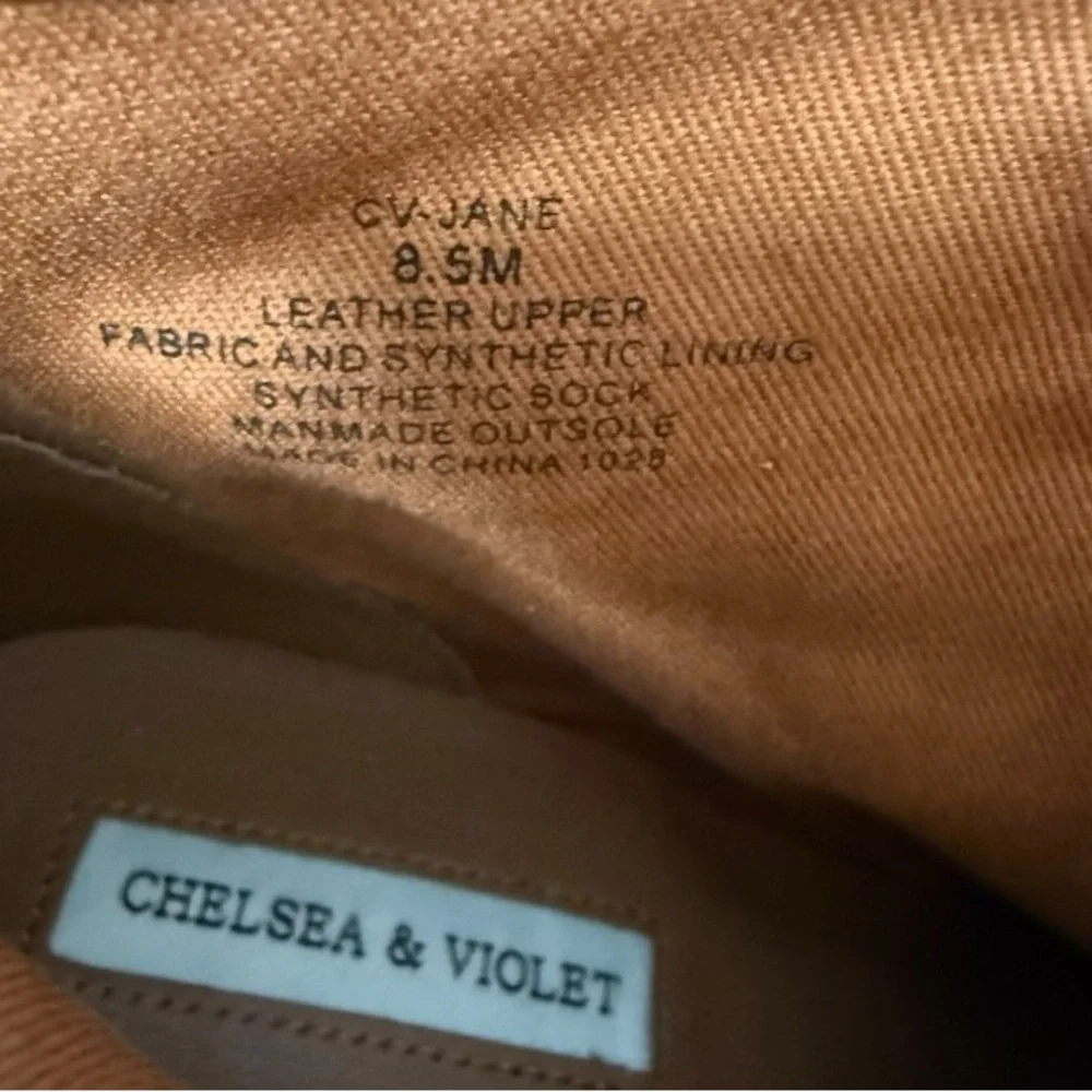 CHELSEA & VIOLET Jane Suede Leather Block Heel Ankle Boots Tan Size 8.5 Western - Picture 13 of 14